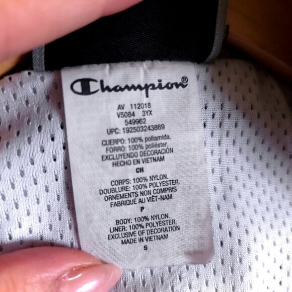 CHAMPION Nylon Athletic Windbreaker Track Jacket Black White Colorblock 90s y2k - Picture 14 of 14